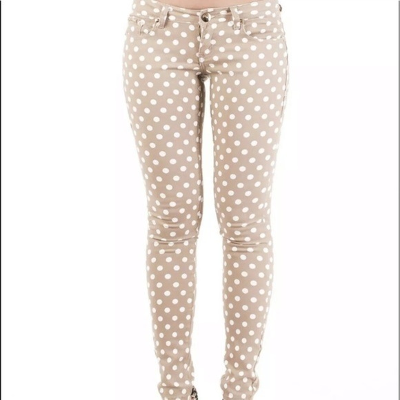 GESO Tan White Polka Dot Preppy Skinny Jeans Sz:1 - Picture 5 of 13